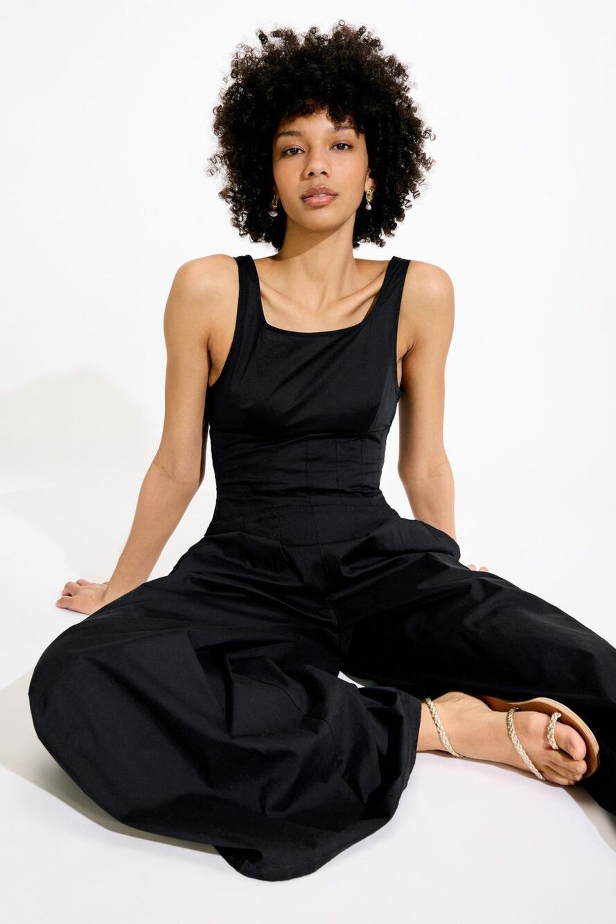 WEWOREWHAT - Pleated Scoop Neck Jumpsuit - Size 16